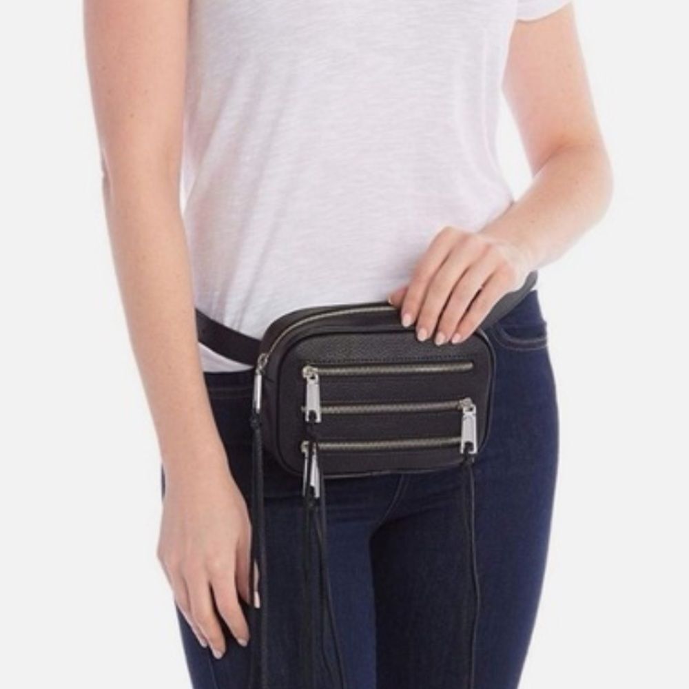 Rebecca Minkoff Black Belt Bag with Silver Accents